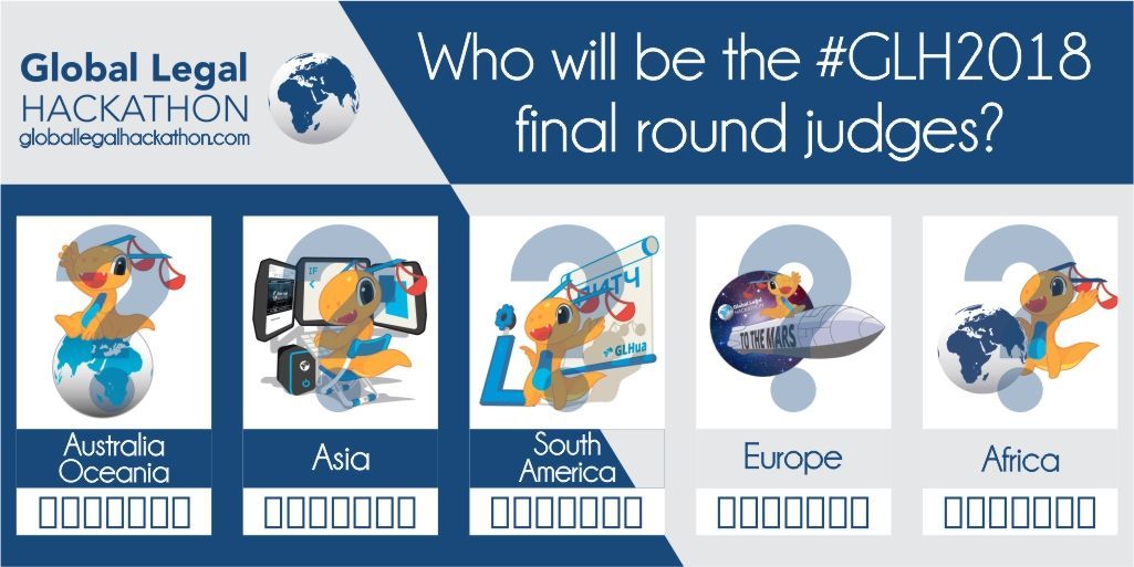worldhackathon's tweet photo. Incoming! Another long drum roll! Judge panel for the finals to be announced Monday. Get ready to put your hands together for the global reps of #GLH2018. Deciding WHO the winners are for the inaugural Global Legal Hackathon April 21 😲🙌🏾 #Suspense https://t.co/jHGmGqsQQ4 https://t.co/13VEILovHd