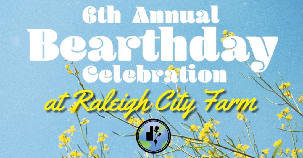 RaleighCityFarm's tweet photo. 6th #RCFBearthday Celebration is coming up on Saturday 4/21. FREE family-friendly bazaar (10am-12noon) followed by TICKETED concert (6-10pm) featuring @BrothersEgg &amp; #ChathamRabbits w/ special headliner announcement coming soon. Pre-sale tickets available NOW! (link in profile) https://t.co/YJtARuV1mT