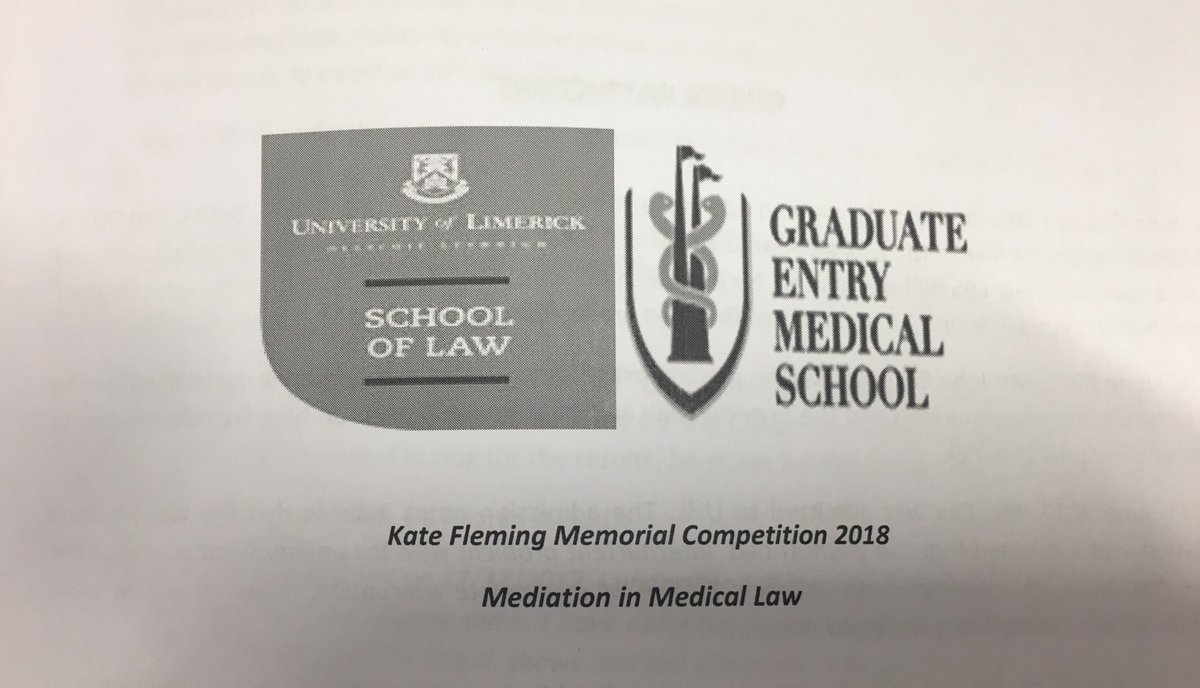 Mary_Tumelty's tweet photo. This years Kate Fleming Memorial Competition @ULSchoolofLaw and @ulgems underway with Mr. Jack Nicholas BL mediating. #medicalnegligence #mediationcompetition https://t.co/cKlWjFAWR6