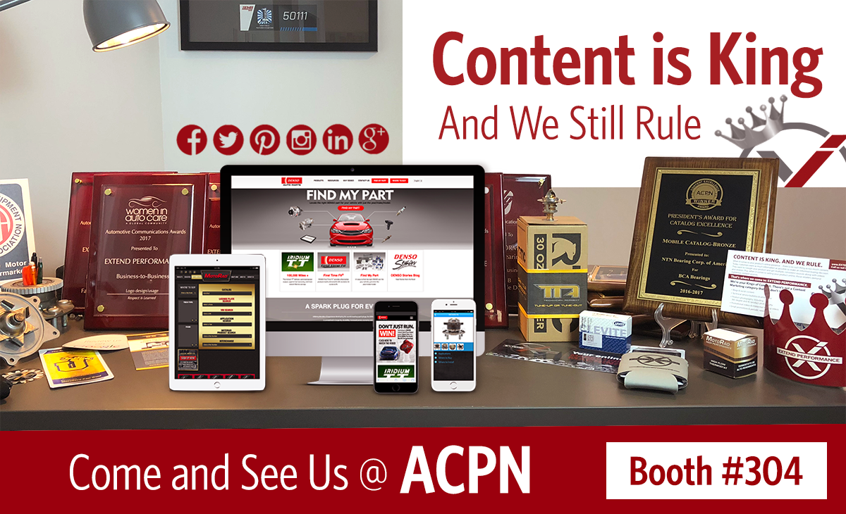 EXTEND_PERFORMA's tweet photo. Come talk to us at ACPN to learn how the EXTEND PERFORMANCE team can improve the performance of your catalog and online brand presence.
#ACPN #aftermarket #autocomm #ecatalog https://t.co/c3td2dBoVg https://t.co/EAepUP2Yko