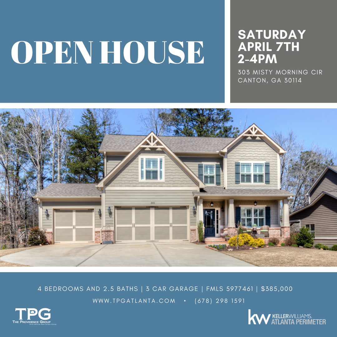 providencegroup's tweet image. Open House for 303 Misty Morning Circle in Canton. Saturday, April 7th from 2-4PM. buff.ly/2FZqCOE #tpgatlanta #openhouse #cantongeorgia