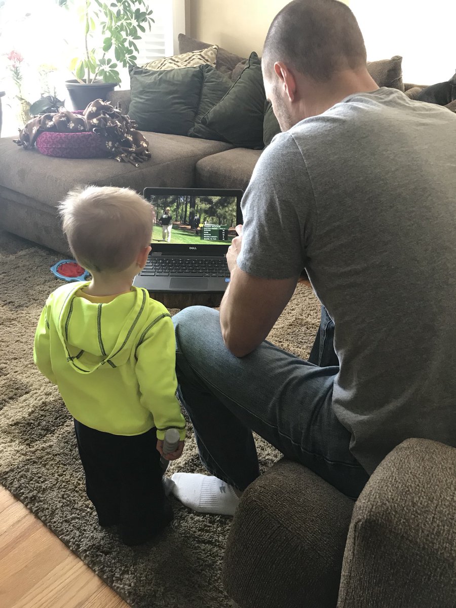 emilypion's tweet photo. When your (almost) 2 year old wakes up talking about the #Masters. Like father like son. ⛳️🏌🏽#hitdaball https://t.co/n8XjSJ38Ax