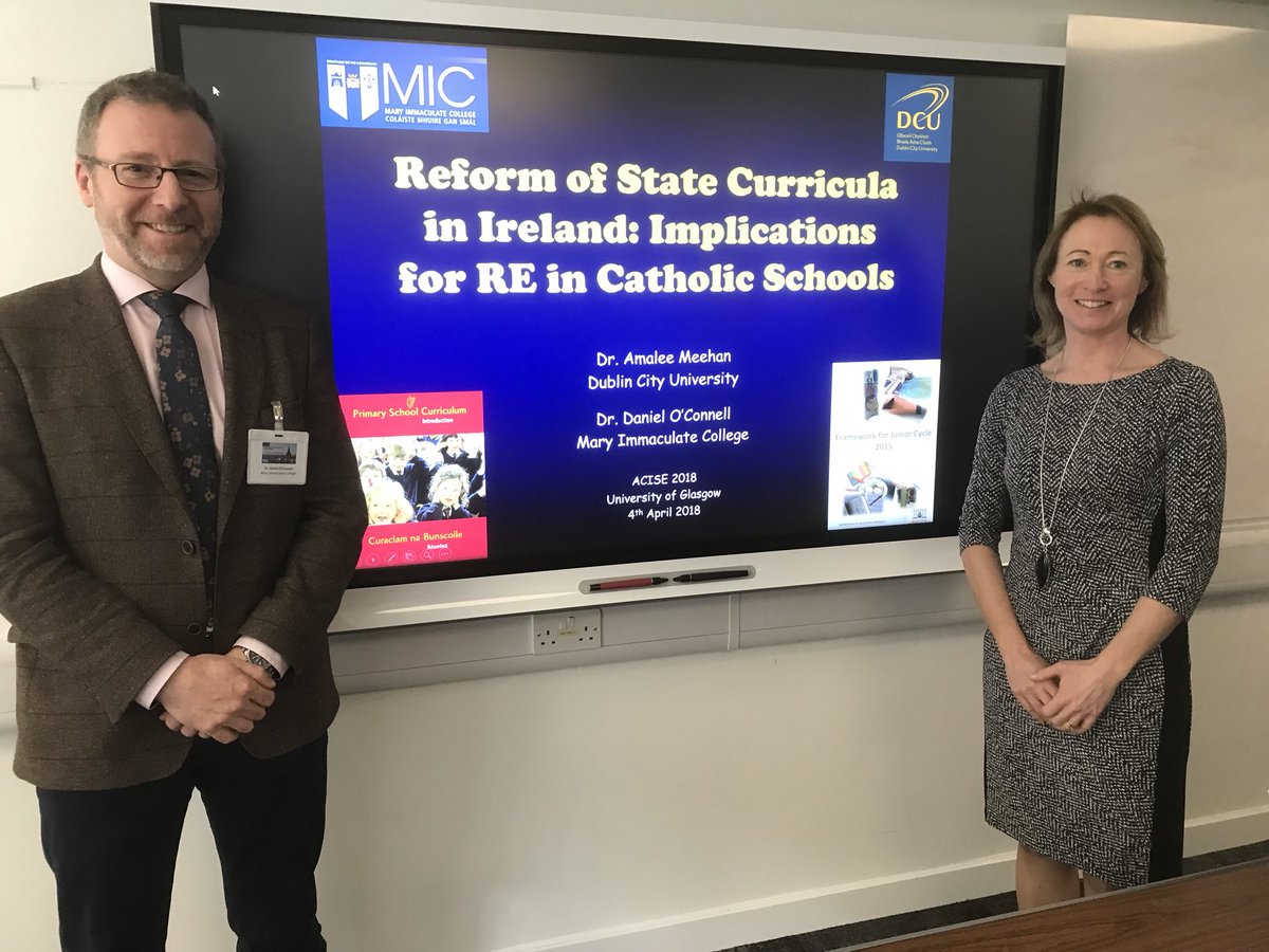 MDCCE_DCU's tweet photo. Dr. Amalee Meehan @DCU_IoE @MDCCE_DCU and Dr. Daniel O’Connell @MICLimerick presenting today at Glasgow Uni #ACISE Cath Ed conference https://t.co/9z46GgNxHV