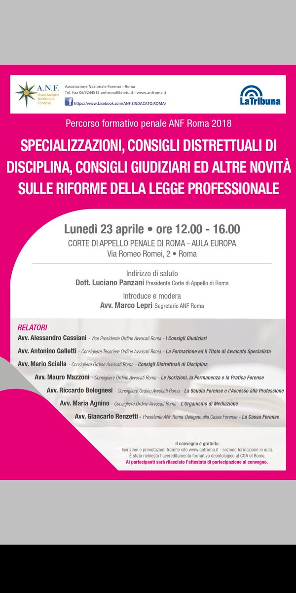 4 crediti deontologici per avvocati .... Vi aspetto!