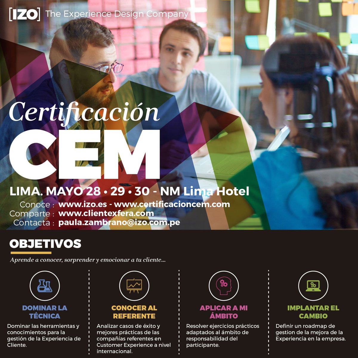 IZOInsights's tweet photo. No pierdas la oportunidad de participar en la Cuarta Edición del Programa de Certificación CEM en Perú, te esperamos! https://t.co/8uZTvj503l https://t.co/0Z2pEt7TXU