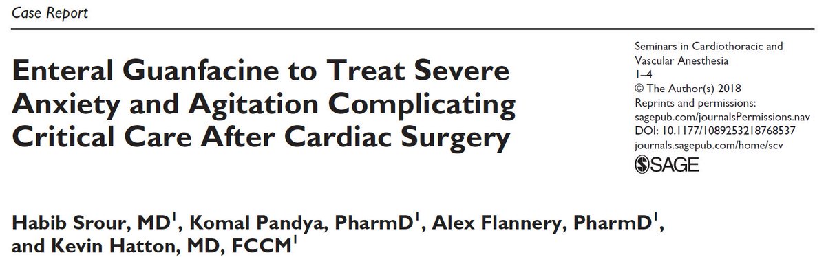 .<a href="/UKCritCarePharm/">UK ICU Pharmacy</a> and anesthesia critical care colleagues report the use of enteral guanfacine for sedation in a post-cardiac surgery patient for severe anxiety and agitation <a href="/camelpanda/">旧マサライコネン7（アカウント乗っ取られた</a> <a href="/AFlanneryPharmD/">Alexander Flannery</a>