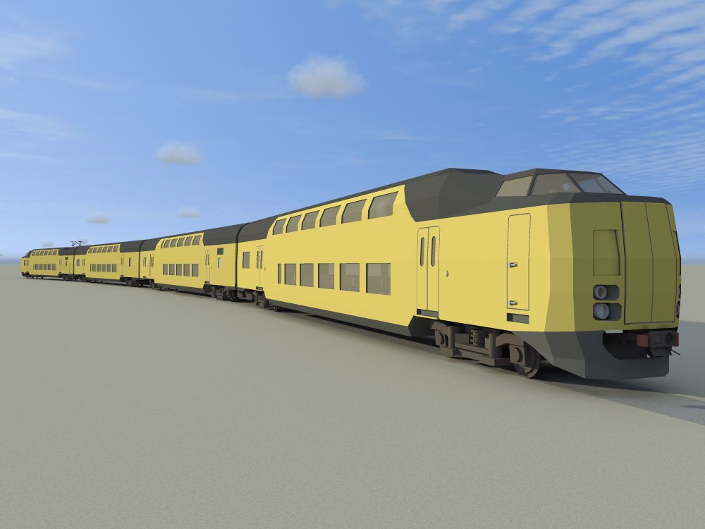 PatCarbin's tweet photo. #TBT This was the first time I drew a #train in 3D, and it was the reason I taught myself how to use #SketchUp. Just to convert a 2D drawing into #3D. The #render was made in #RenderIN (does that still exist?) https://t.co/nVn8ShkVSZ