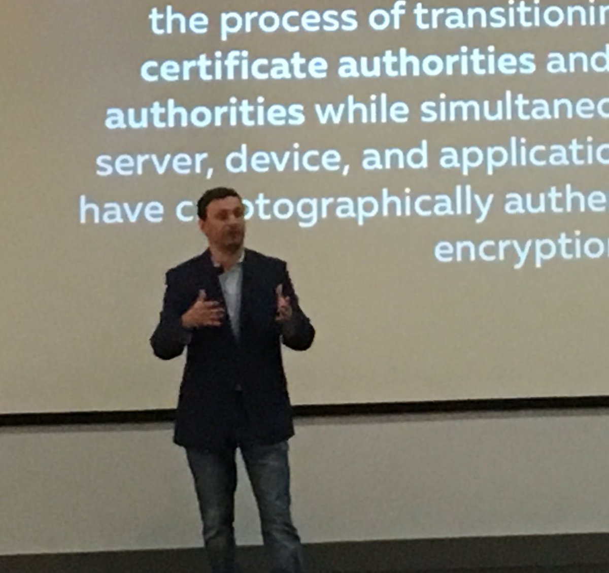 atomicorp's tweet photo. We just learned a bit more about cryptography and #ossec thanks to @dmitrydain of @VirgilSecurity #OSSEC18 https://t.co/dQbDVdfiwk