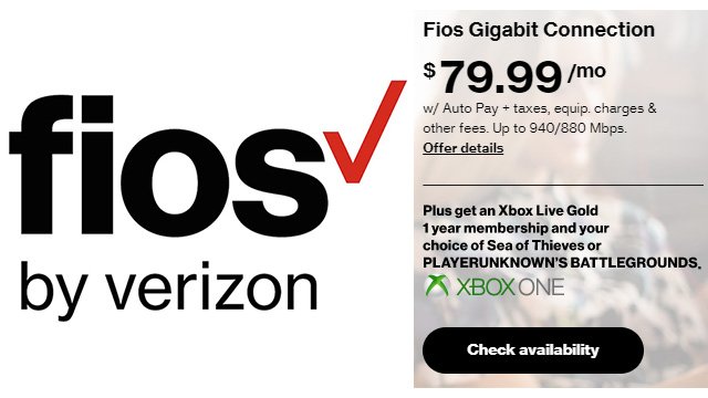 6. Sign up for Verizon FIOS $79.99/mo Gigabit Connection (No Annual Contrac...