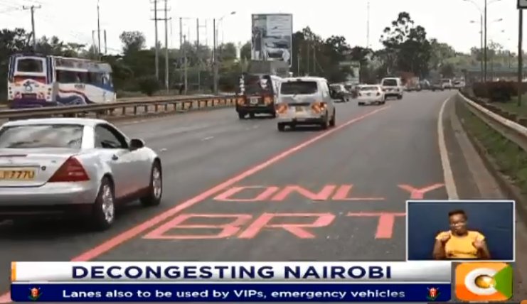 citizentvkenya's tweet photo. Thika Road gets special lanes for buses. Lanes also to be used by VIPs, emergency vehicles #OpinionCourt https://t.co/FvvnG9lcnH
