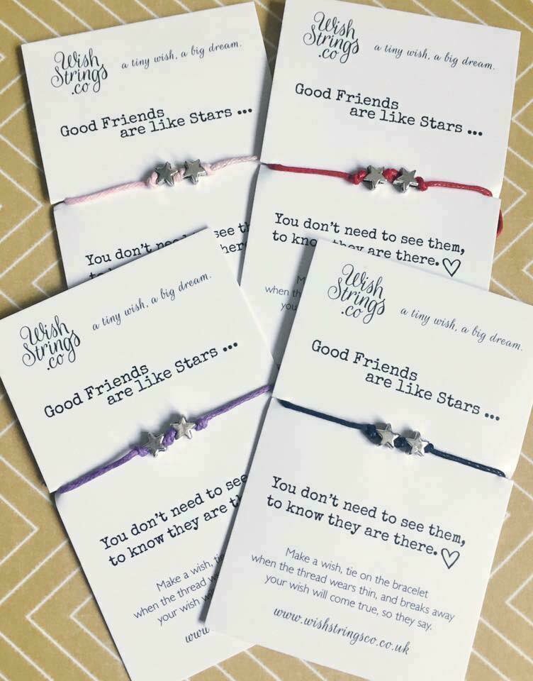 4littleletters's tweet photo. These are my most popular wish string bracelets and I’m sure you can see why
“Good friends are like stars.. You don’t need to see them to know they are there”
Available black, red, pink and lilac string and each one is £2.99
p&p is just £1
#wishstrings #giftsforfriends #htlmp https://t.co/WObWFTbMdc