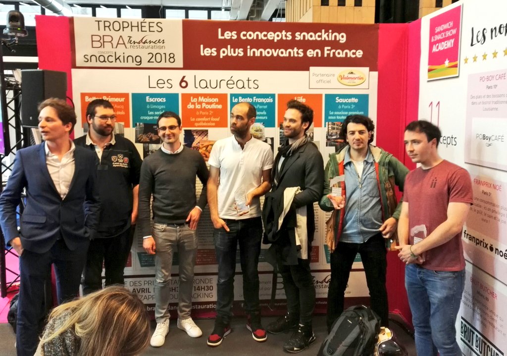 Les 6 lauréats de @BRATendancResto 2018 @sandwichshows : <a href="/MaisonPoutine/">La Maison de la Poutine</a> Saucette <a href="/LeBentoFrancais/">Le Bento Français</a> <a href="/BetterPrimeur/">Better Primeur</a> Liife &amp; notre intervention à la conf