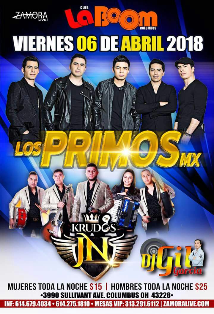 Hoy podrás bailar con la música de <a href="/PrimosMX/">Los Primos MX</a> en 
Columbus, Ohio.