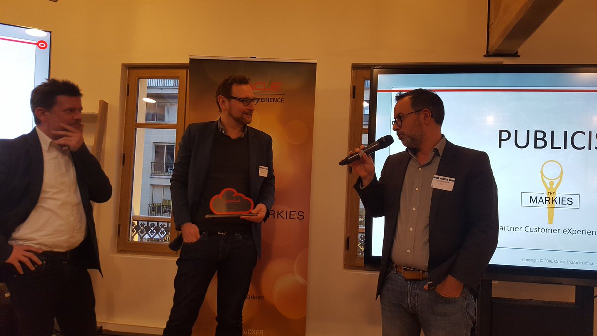 JPMichenaud's tweet photo. Un grand bravo à @PublicisGroupe #Partner #CustomerExperience @Oracle_France de l'année ! French #Markies @OracleCXFR @PublicisETO https://t.co/BLlzH3r4sn