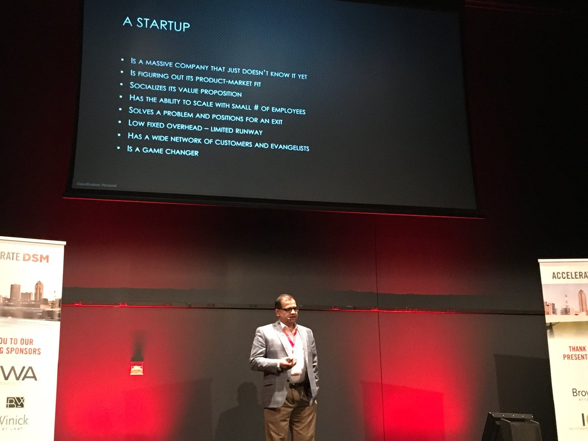 TheAdamHass's tweet photo. What is a startup? @tejdhawan breaks it down. #AccelerateDSM #dsmusa #startups https://t.co/ubeSkhBlwa