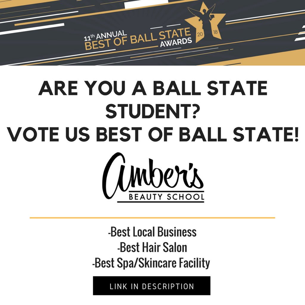 AmbersCosmo's tweet photo. ARE YOU A BALL STATE STUDENT?! If so, vote us for Best of BSU
-Best Local Business💅🏻
-Best Hair Salon💇🏼‍♀️
-Best Spa/Skincare Service 🧖🏼‍♀️

Voting ends APRIL 20. Only open to Ball State Students. Sponsored by @TheHavenBSU 

VOTE HERE 👉🏻👉🏻 https://t.co/QDblxLFg9f https://t.co/3QHjQ6xHVM
