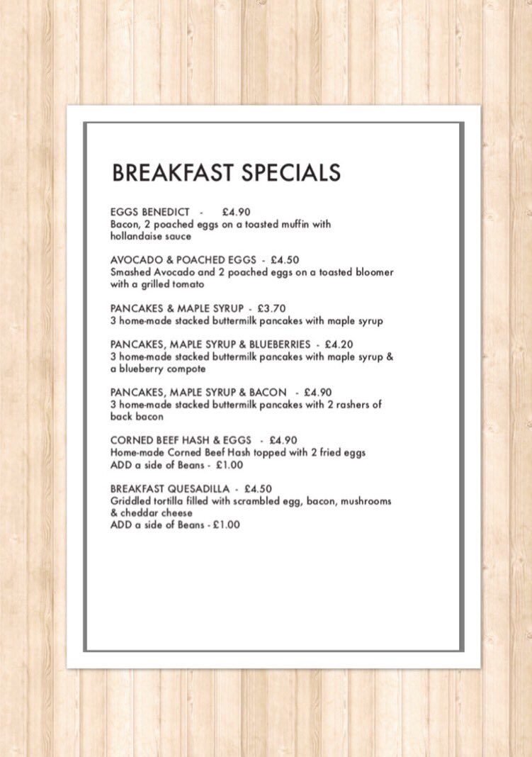 cornercafered's tweet photo. Here's our new Saturday breakfast specials menu 🍳🥓🥞#BreakfastClub #keepcalmwestilldofryup #breakfastreddish https://t.co/MKHATxnY9y