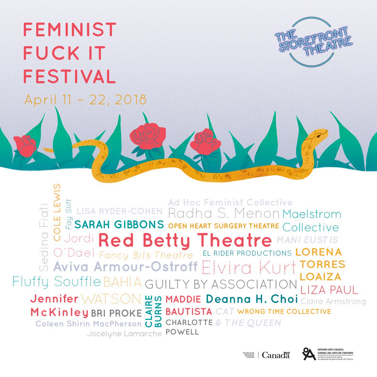 buddiesTO's tweet photo. Our friends at @StorefrontTO bring you their first ever FEMINIST FUCK IT FEST! Sometimes, you just have to say “fuck it” and throw a massive, two-week-long art festival. April 11-22. Check out their stellar lineup here: https://t.co/gBiGsuLA4N https://t.co/XTcRrffegb