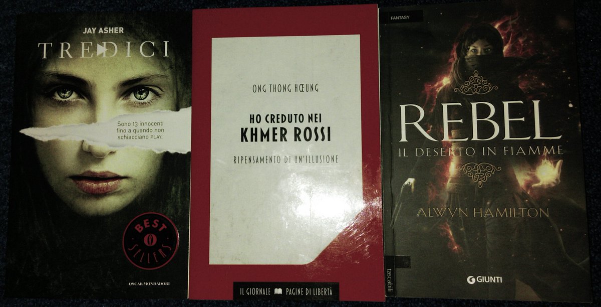 _elena_88's tweet photo. Ultimi #libri letti: - Last #books #read: 
- #tredici #jayasher #thirteenreasonswhy 
- Ho creduto nei Khmer rossi
- #rebelofthesands #rebelildesertoinfiamme #alwynhamilton
@jayasherguy @AlwynFJH https://t.co/vymKO2sZzy
