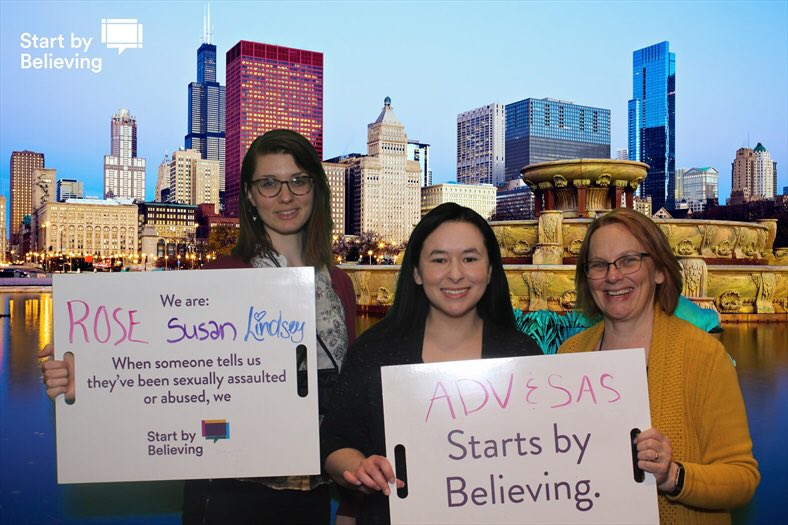 ADVSAS's tweet photo. ADV & SAS staff attended #evawi2018 this week. #ThisIsWhatAdvocacyLooksLike #StartbyBelieving #SAAM2018 https://t.co/9z8SAbH3bB