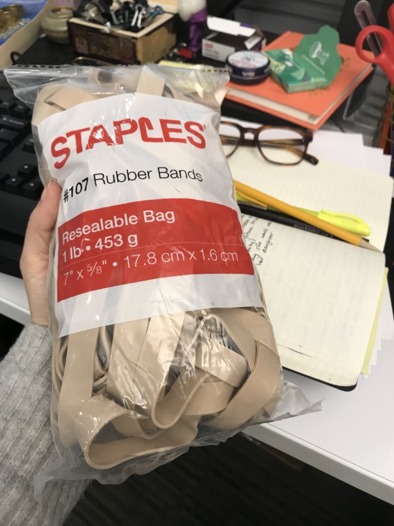 randomeditorial's tweet image. That feeling when you try to order rubber bands big enough for manuscripts and you receive this literal creepypasta #publishingproblems