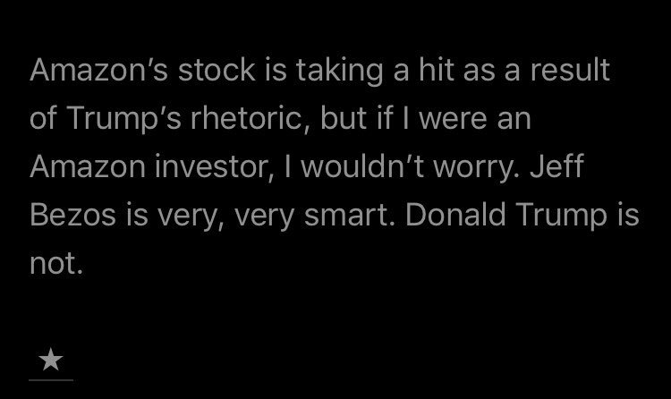 logamberat's tweet photo. People kept saying this about the Donald, but he keeps on winning.. what gives?

(Daring Fireball’s article on Trump’s attack towards Jeff Bezos) https://t.co/eaUGQ7KGN1