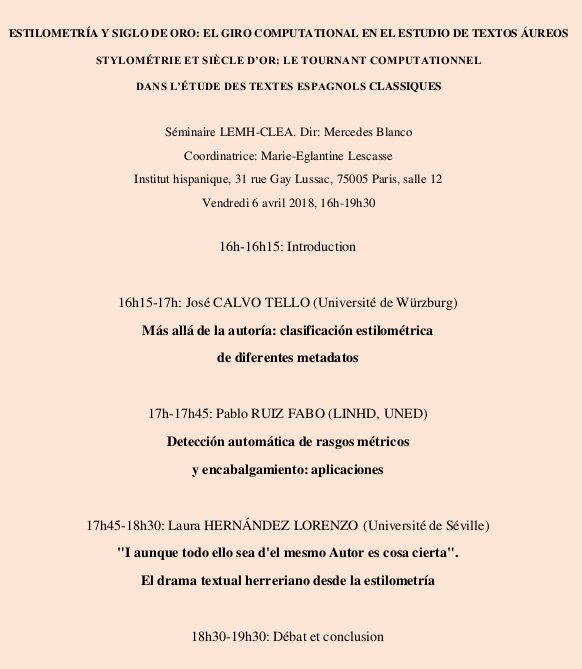 eumanismo's tweet image. Tomorrow we will be talking about #Stylometry and #SpanishLiterature at  the Sorbonne University in Paris! Organized by Mercedes Blanco and Marie-Eglantine Lescasse. With @lamusadecima @prf1z ! Very excited!