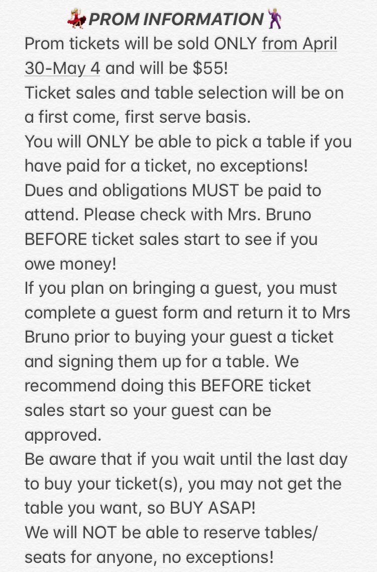 westfieldhigh18's tweet photo. if you are interested in attending prom,  make sure you know all the info! https://t.co/WHwKq9euaG