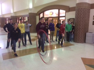 ForceBeWithHugh's tweet photo. The first Physics Olympics @GuerinCatholic Student Choice Day! #BroomBall #HoverCraftCurling #HulaRoll #WetBalloonContest #SpringBreakHasArrived https://t.co/pEi6LSQFHQ
