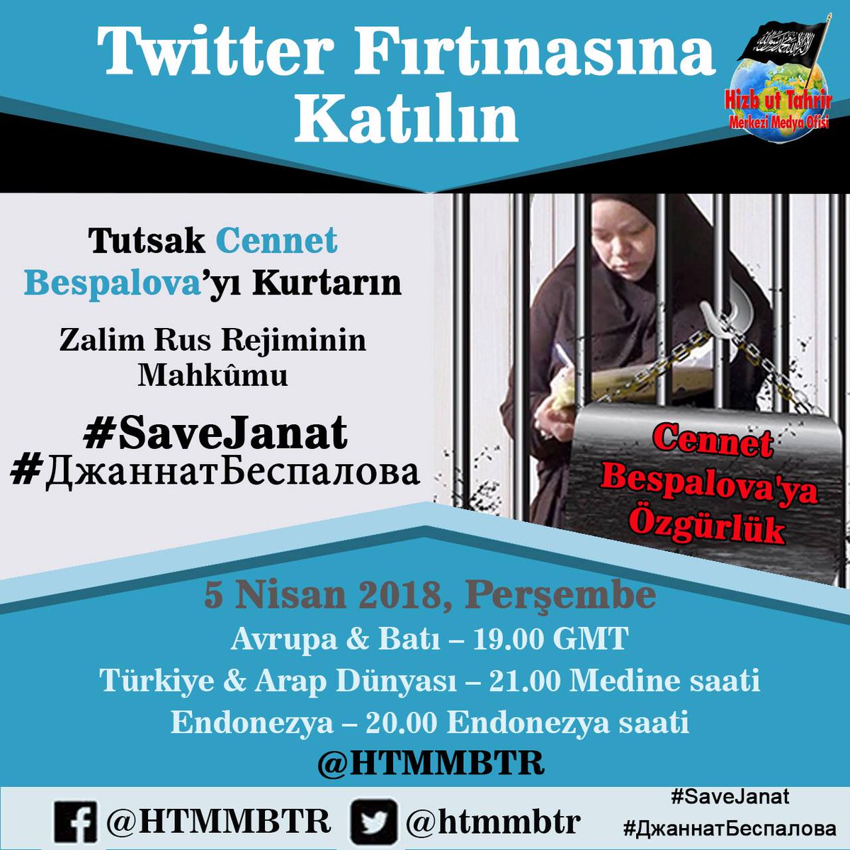 mk_mahmutkar's tweet photo. #SaveJanat
Tüm müslüman tutsaklara özgürlük.
Cennet Bespalova zalimlerin zindanlarında... https://t.co/fDpAGFVOhh