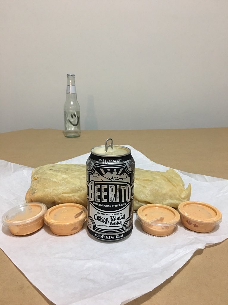 wordup_turtle's tweet photo. happy #nationalburritoday!
🍺
🌯
BEERito - mexican lager @oskarblues!
&
angel burrito - carne asada, shrimp, guac, sour cream, cheese, fries, cali sauce, double wrap, add bacon, no rice @calitacosoc!
#beerito #oskarblues #angelburrito #calitacos #cocktailsanddreams #drinkme https://t.co/CUIgb1W8u3