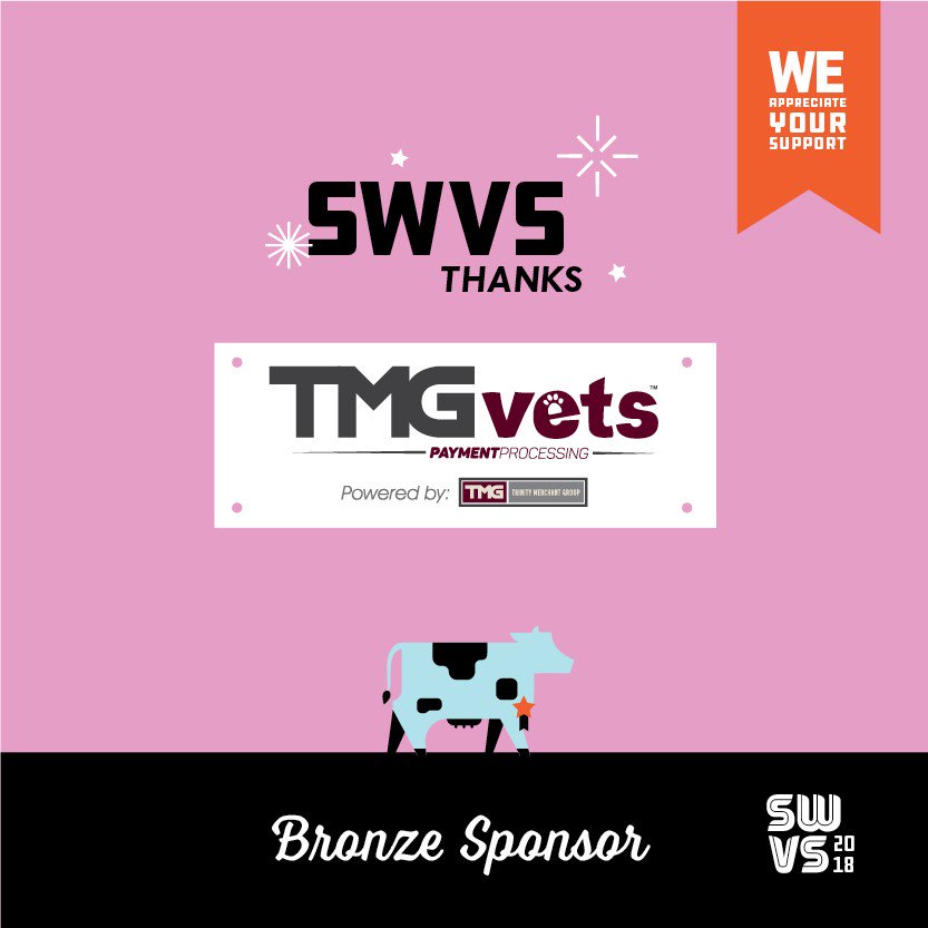 SWVS's tweet photo. We would like to thank @TMGvets for their Bronze Sponsorship of SWVS 2018! Be sure to visit them in booth #409. https://t.co/6mAwwW9RVw