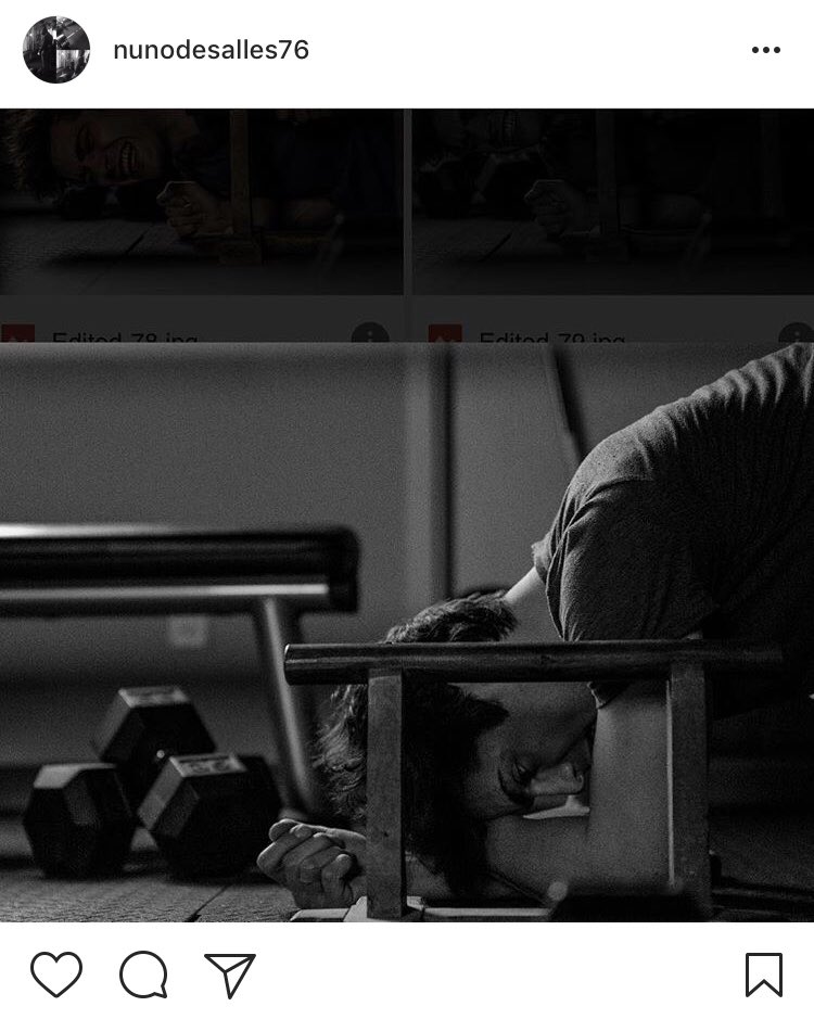 's tweet image. Nuno works our boy hard 😭 Evidence found in the background of Nuno’s ig post of Matt