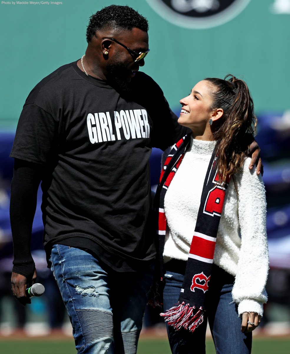 wbz's tweet photo. Quite the moment at the #RedSox home opener - David Ortiz wore a GIRL POWER shirt before saying "play ball" with @Aly_Raisman https://t.co/PVP941d9l7 https://t.co/UCC22v9Dmo