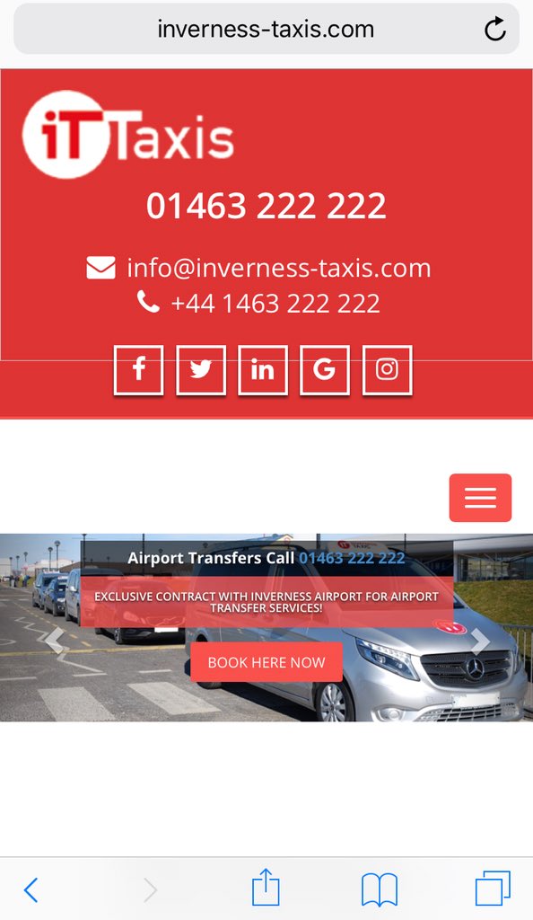 InvernessTaxis's tweet photo. Hey hope everyone’s having a happy #HighlandsHour ! Won’t be on long but wanted to show off the new Taxi website that our MD Gavin Johnston made (with pic taken from my mobile!) #ITTaxis #inverness #Taxis https://t.co/uid0iJMW6n