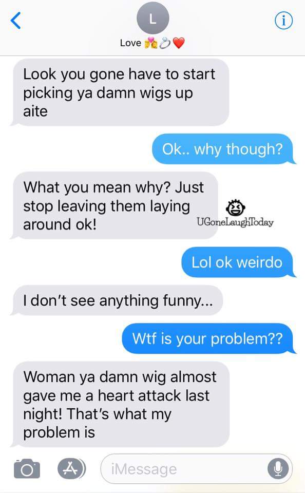MsAnomalistic's tweet photo. Ladies stop leaving your wigs everywhere! Especially your good ones. IM WHEEZING 💀💀💀💀💀😭😭😭😭😭😭😭😭😭😭😭😭 https://t.co/OlI7vfnpdX