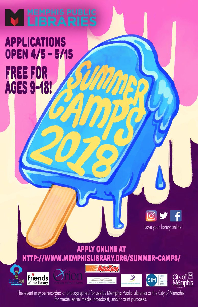 Cloud901TeenLab's tweet photo. #CLOUD901 & #MemphisLibrary summer camp applications are open NOW thru May 15th! Apply here: https://t.co/FZf0fwMh6V. Check out the FAQ page for more #info: https://t.co/3VKvoHaB4Z
#STEAM #art #robotics #music #edtech #choose901 https://t.co/iDOmQtDICp
