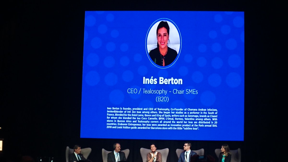 jececisa's tweet photo. Inés Berton
CEO Tealosophy - Chair SMEs (B20) https://t.co/vtVIHcA4cN