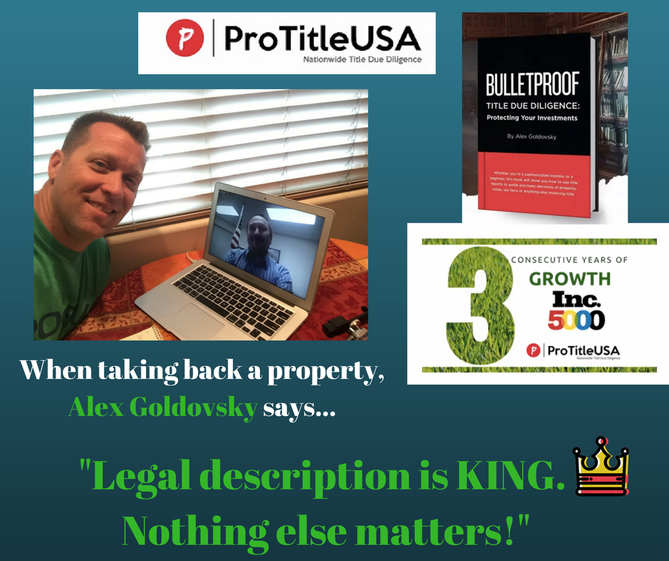 Eric_T_Hyde's tweet photo. Alex Goldovsky, CEO of ProtitleUSA, speaks at #notecamp5 about O&E reports, Reverse Mortgage Note investing and Township liens. Our business is growing with this knowledge! Thanks @1scottcarson for putting this together! https://t.co/lVa2QMrWIY