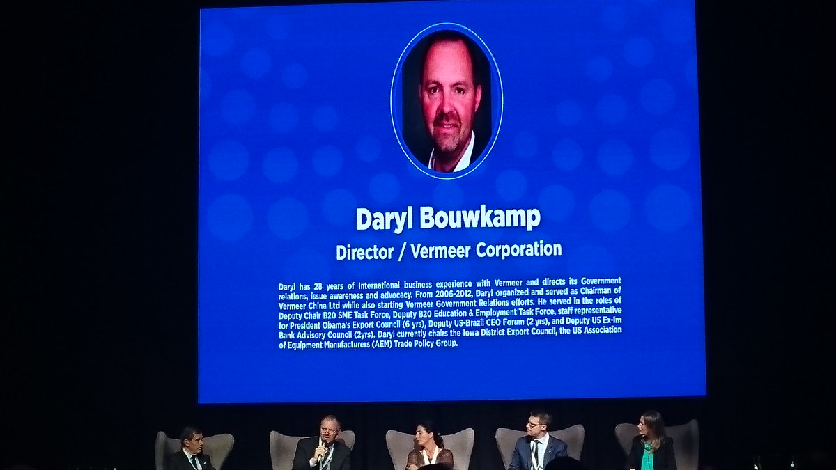 jececisa's tweet photo. Daryl Bouwkamp 
Director Vermeer Corporation 
#B20 https://t.co/tp0nwZL3aM