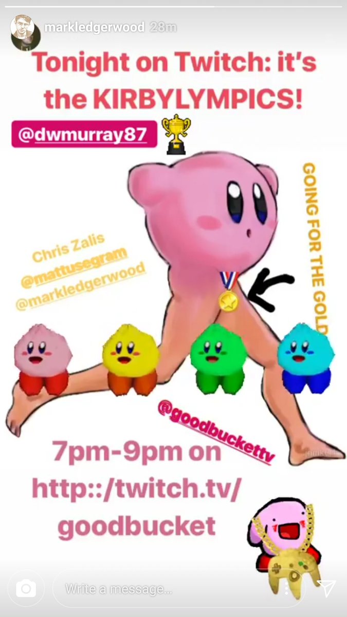 4UP_Show's tweet photo. Woah! Can you believe it? It's the annual 4-Up Kirbylimpics tonight on @goodbucketTV with @musicisalie @MattUseInternet @markledgerwood and @ChrisZalis ! https://t.co/YTKu8dzi8g