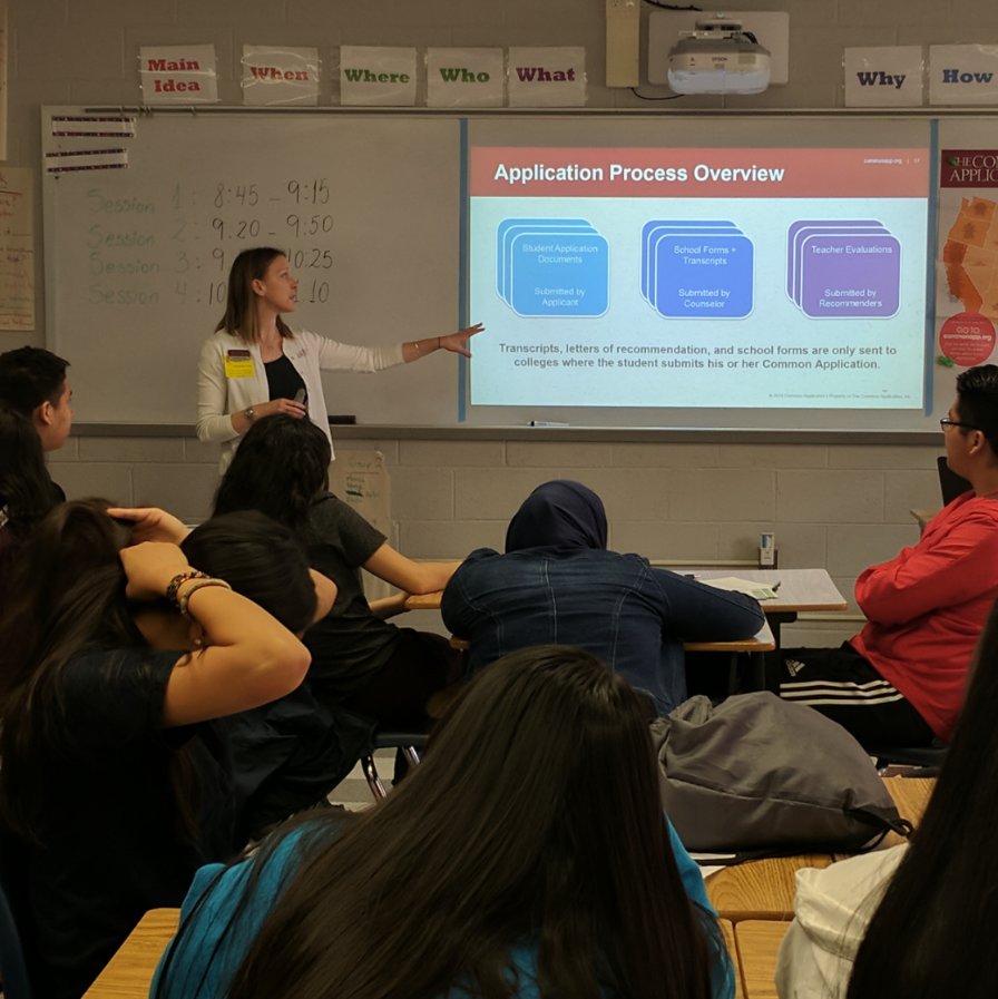 CommonApp's tweet photo. Meredith and Saif from the #CommonApp team had a great time attending Stuart High School Junior Focus Day. Thanks for having us! @CCSGrande @fcpsnews https://t.co/VSwnEVrTT9