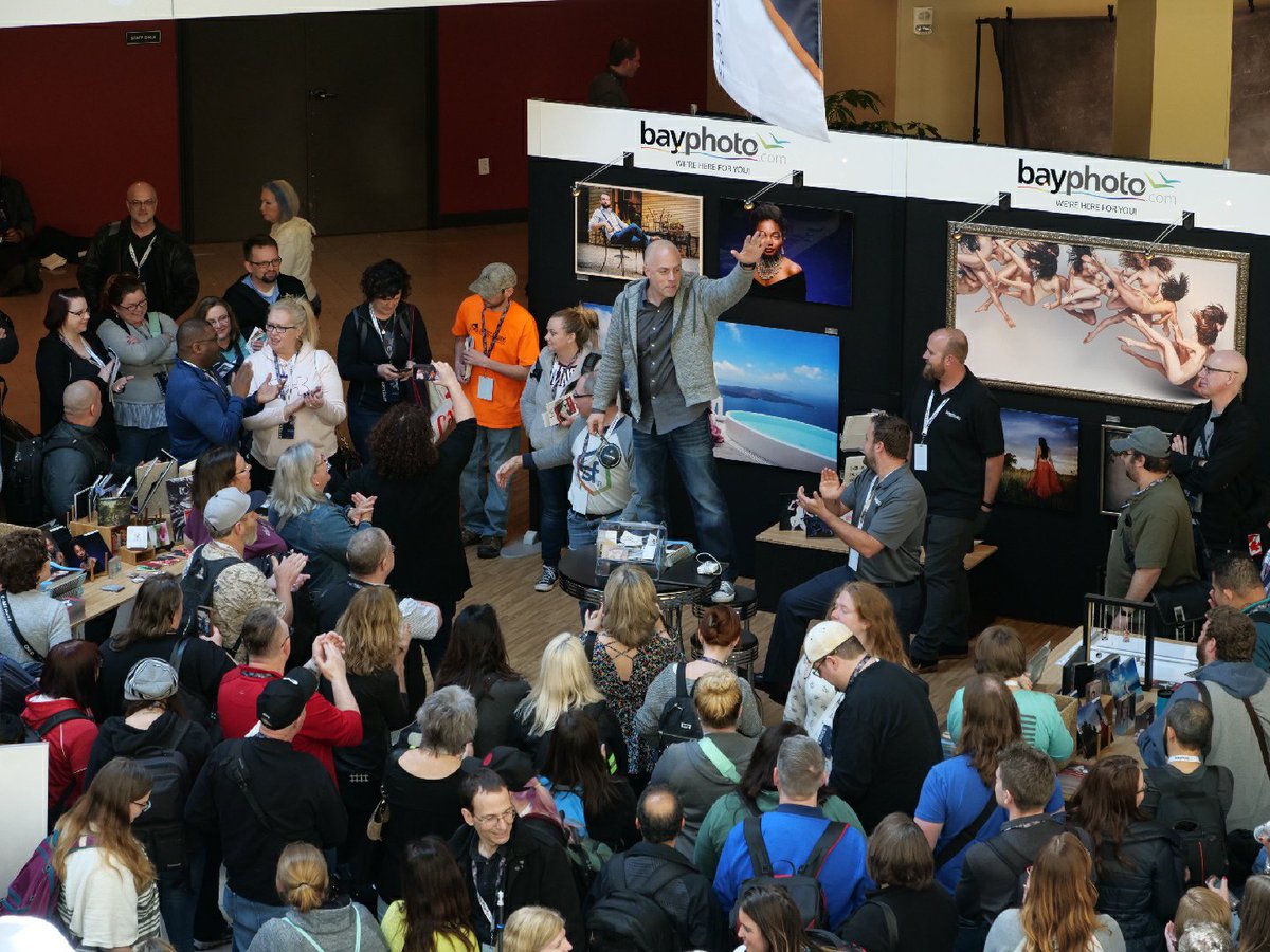 BayPhotoLab's tweet photo. We had a great time at #Shutterfest2018 with @salcincotta and this awesome crowd of photographers! Thanks to all who stopped by our booth to see our products, and thanks to Sal, who announced the lucky winner of our 8x10' Xpozer Expo Display Kit! https://t.co/gdrVMT43Ic