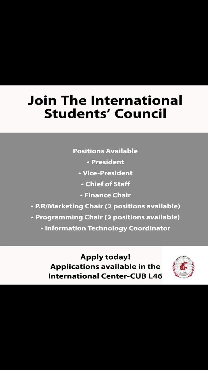 ISC_WSU's tweet image. Don’t forget to apply !! Applications due Friday April 6  at 5pm !!! Great experience, great environment, and all majors welcome !!!!