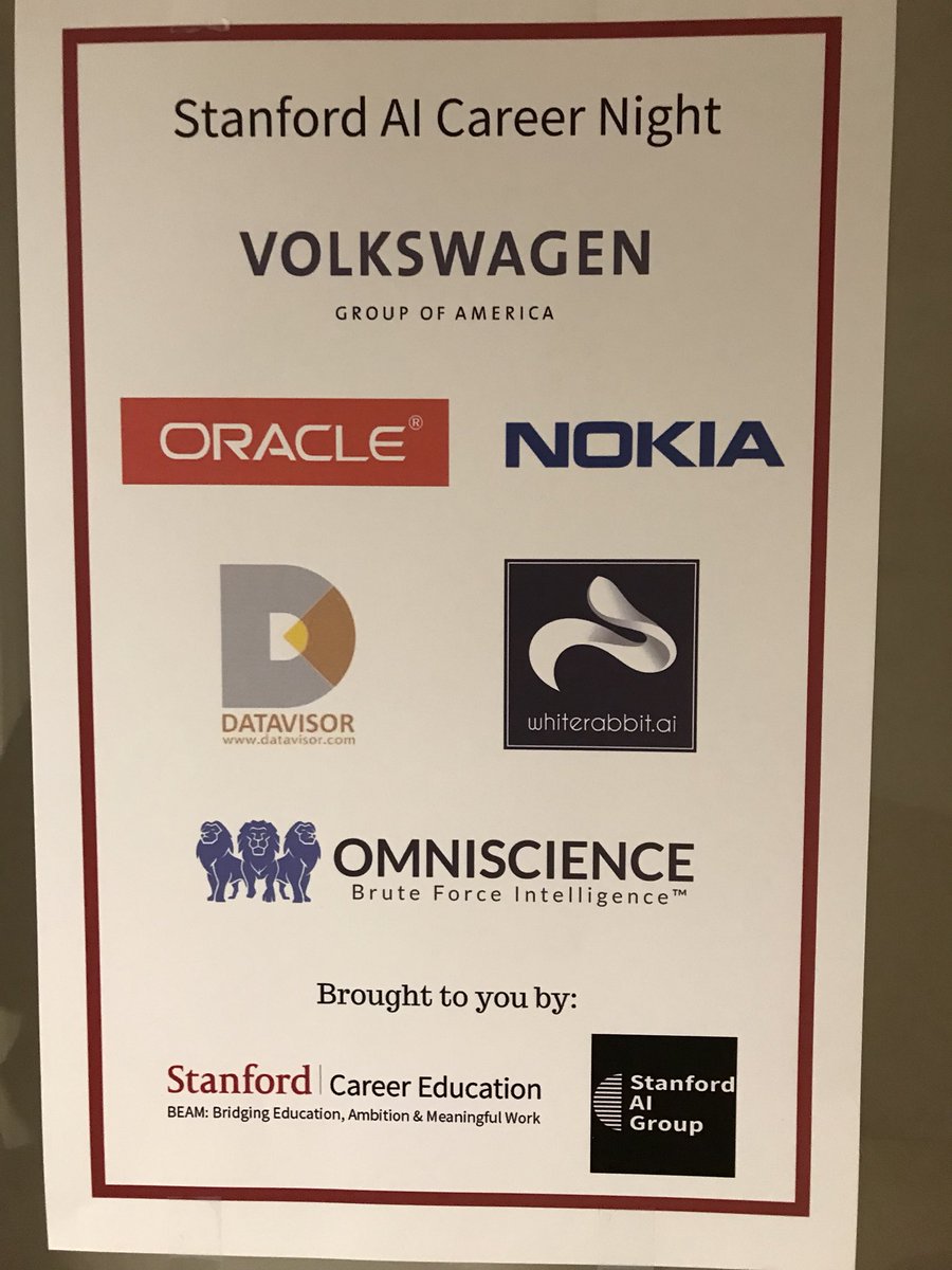 BrettAlpert's tweet photo. Congrats to @Jenrrowland @moniquef2014 and @Jeffitout on the first “AI Careers Night” @stanfordbeam. Packed house of employers and students connecting just 15 minutes into the event! #meaningfulwork https://t.co/Ws1mW13Ymd