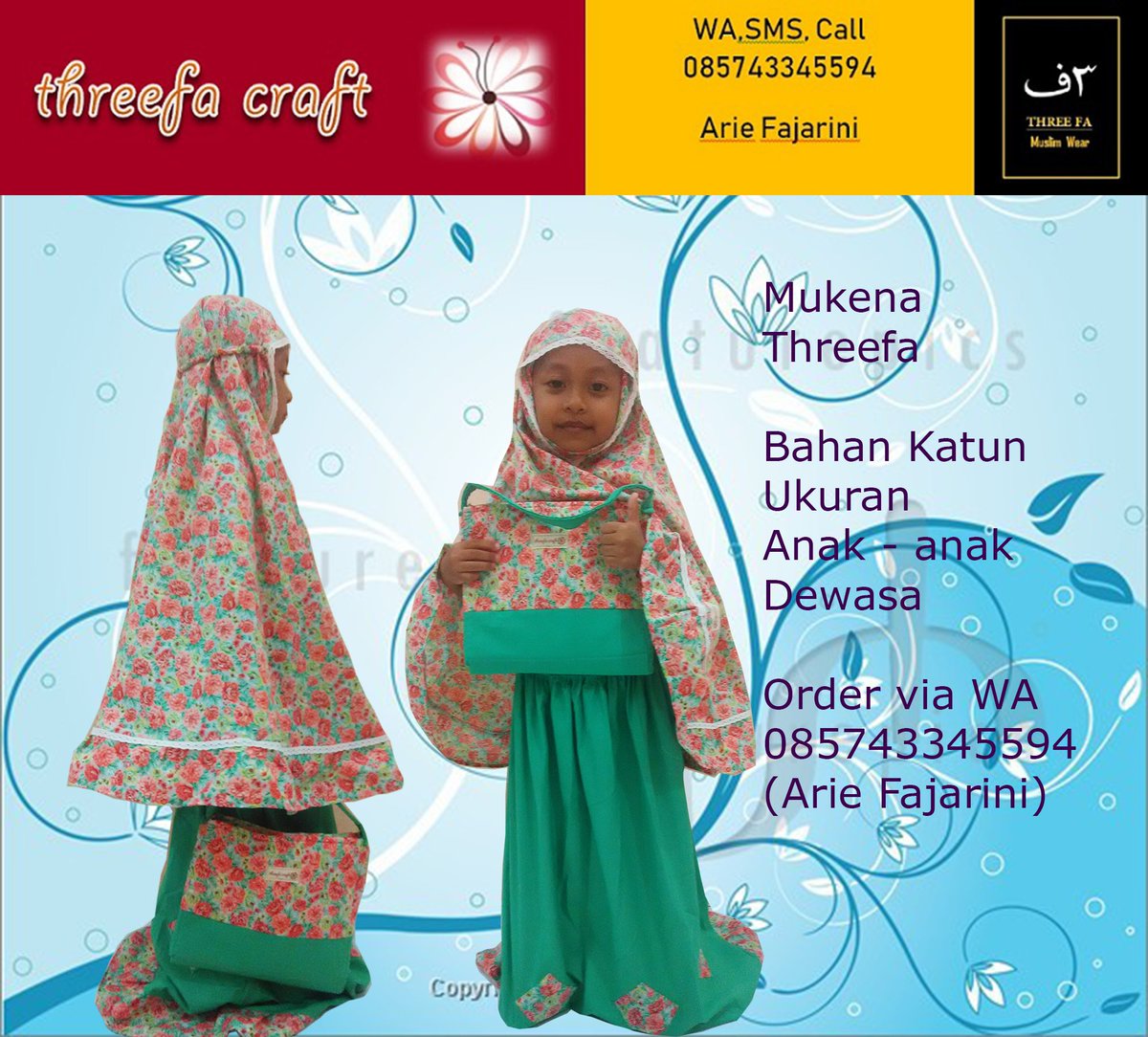 threefacraft's tweet photo. Mukena Cantik fari @threefacraft 
Motif Krisan, Tersedia warna Biru, Pink, Hijau, Ungu
Bahan Katun
#mukena #mukenacantik #mukenakatun https://t.co/Qbz7YFLHzj