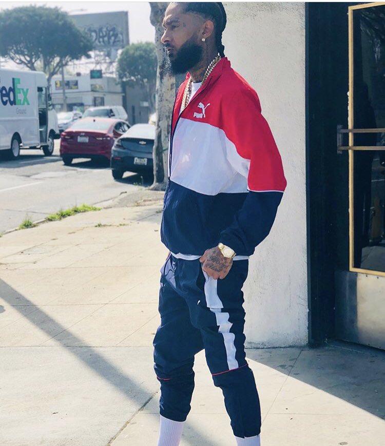 nipsey hussle off white tracksuit