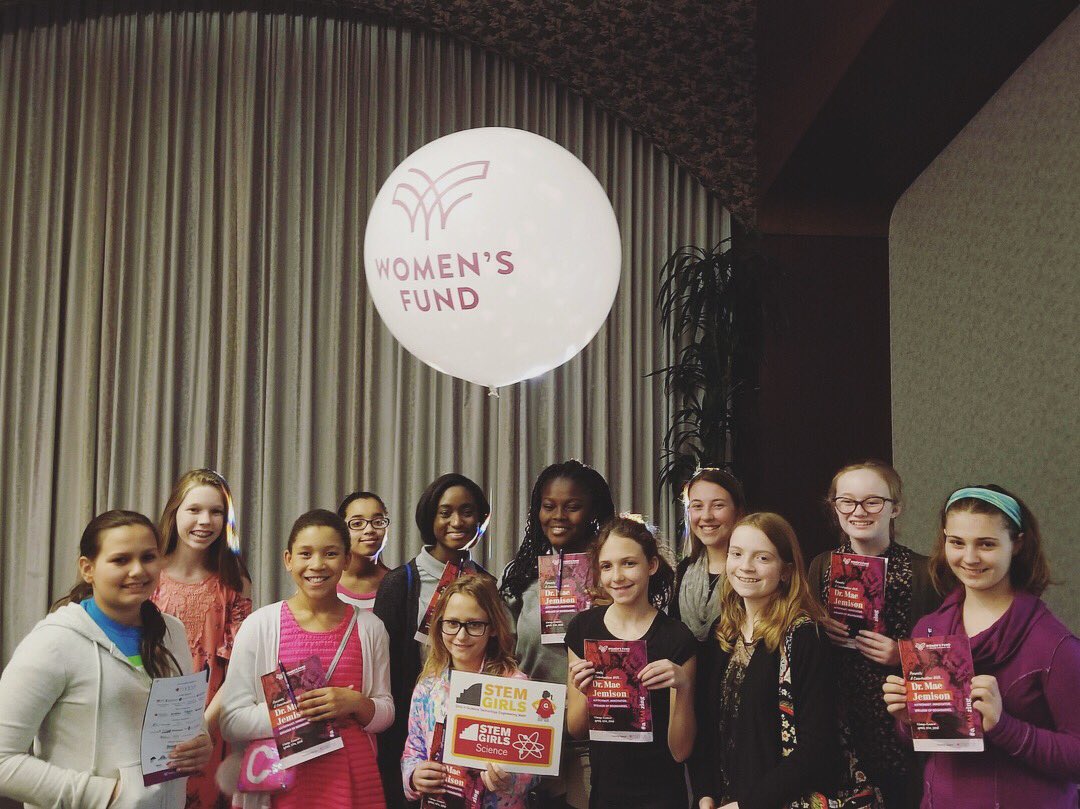 CincyMuseum's tweet photo. ✨🚀🌎Tonight’s #STEMGirls participants attended @CincyWomensFund’s  ‘A Conversation w/Dr. Mae Jemison.’ Dr. Jemison shared her experiences as a young student in Chicago who loved to “look up” at the sky to being the first African American woman in space. #aMAEzing. @KimberlynnJM https://t.co/ycALolGFIz