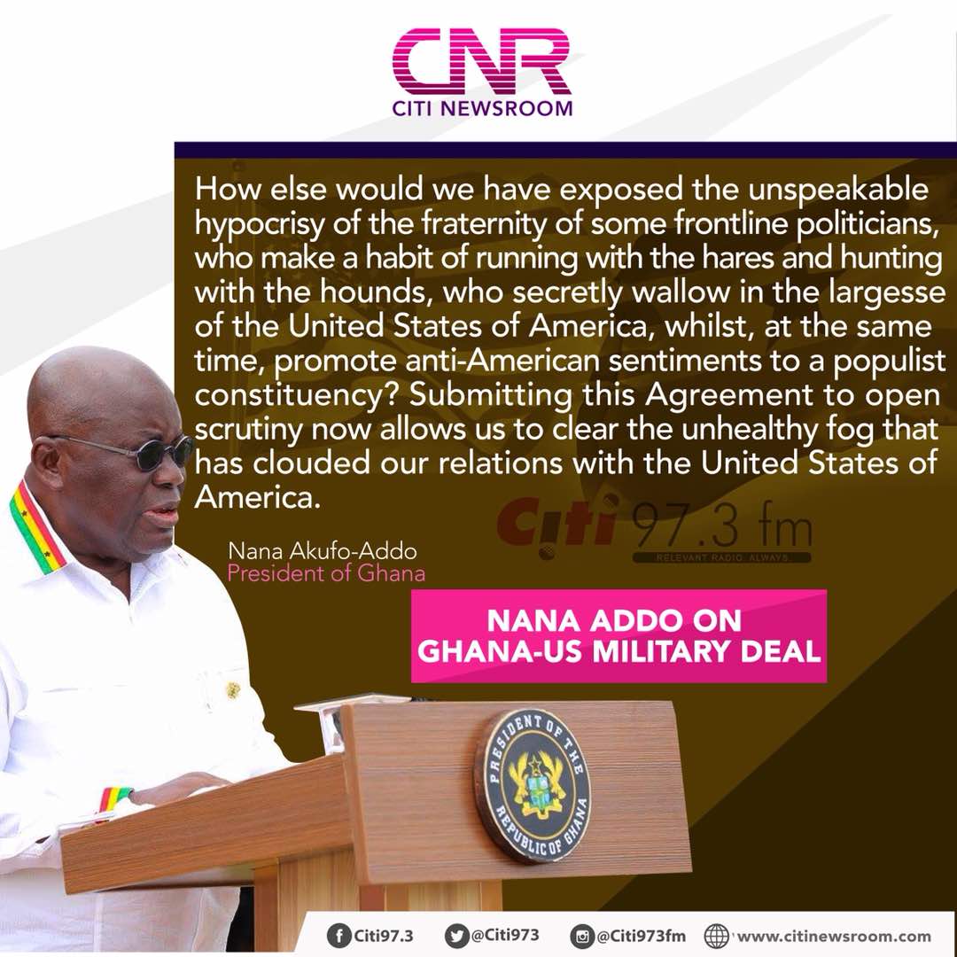 Citi973's tweet image. .@NAkufoAddo says he wants to ensure that the nation's dealings with the United States are transparent and subjected to public scrutiny #CitiNewsroom