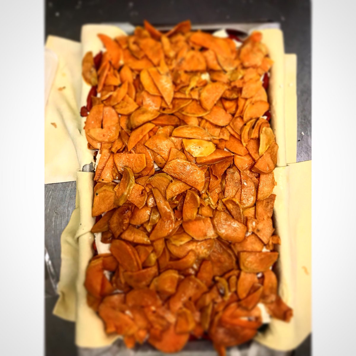 HopeAnchor2's tweet photo. Just finished preparing our world famous feta and goat cheese filo pie for the weekend 😍#homemade #filo #pie #vegetarian #hopeandanchor #midford #bath https://t.co/smevuatDh3